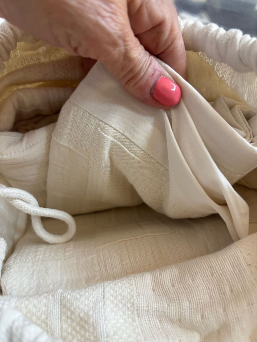 Quince Checkered Matelasse Duvet Cover Undyed Queen NWT Organic Cotton - Picture 7 of 8